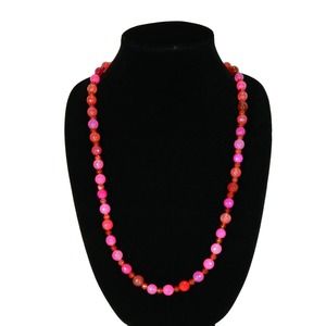 Hot Pink Gemstone Necklace 925